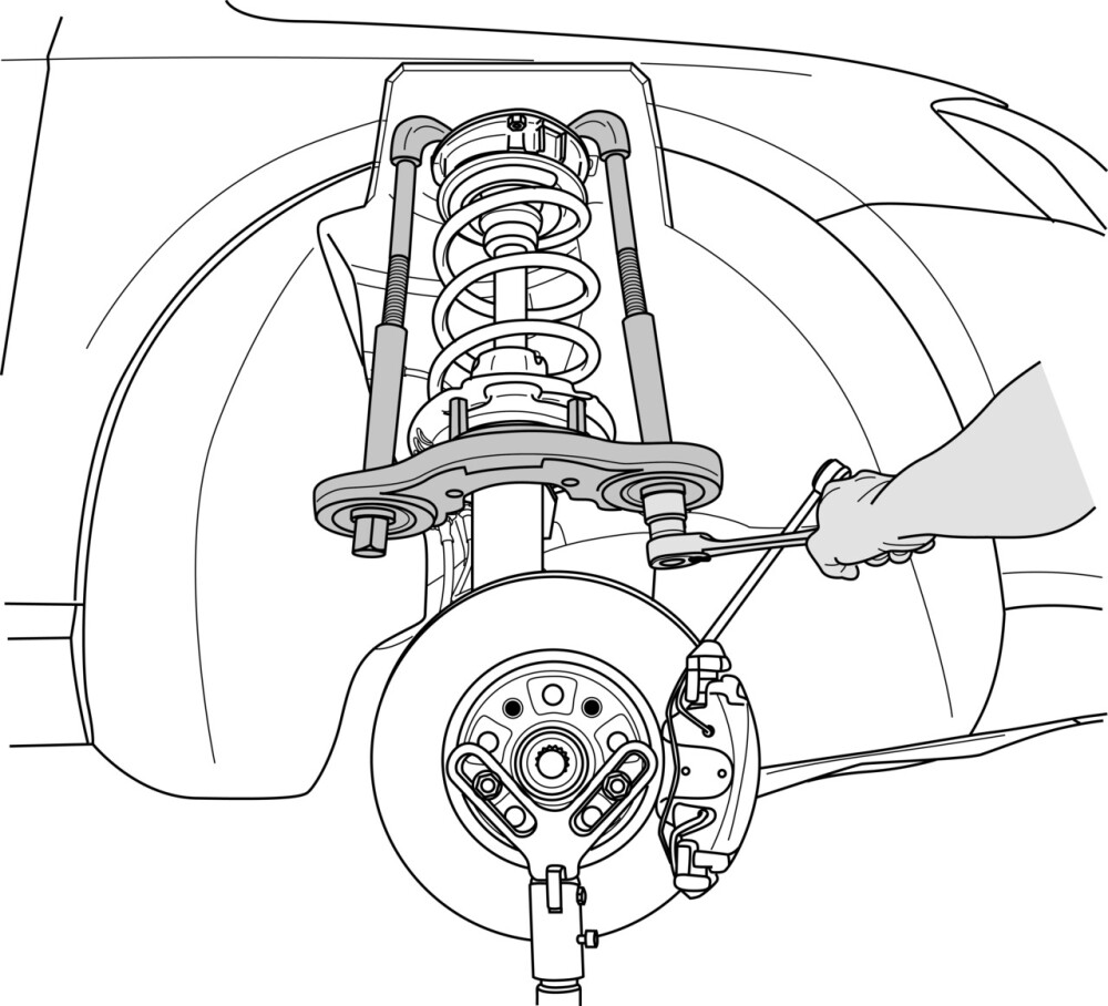 Removal and mounting aid for McPh. suspension struts (base tool)
