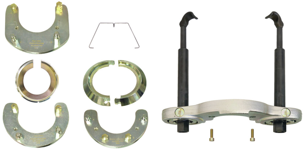 Removal and mounting aid for McPherson suspension struts (VW-Audi)