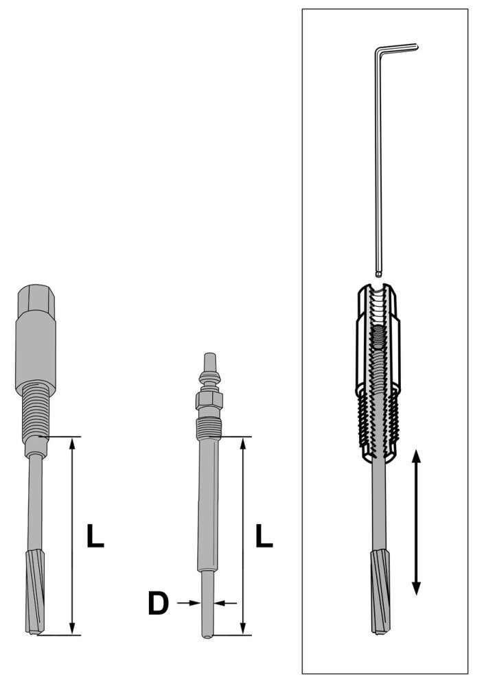 Reamer Set for Glow Plug Aperture, adjustable