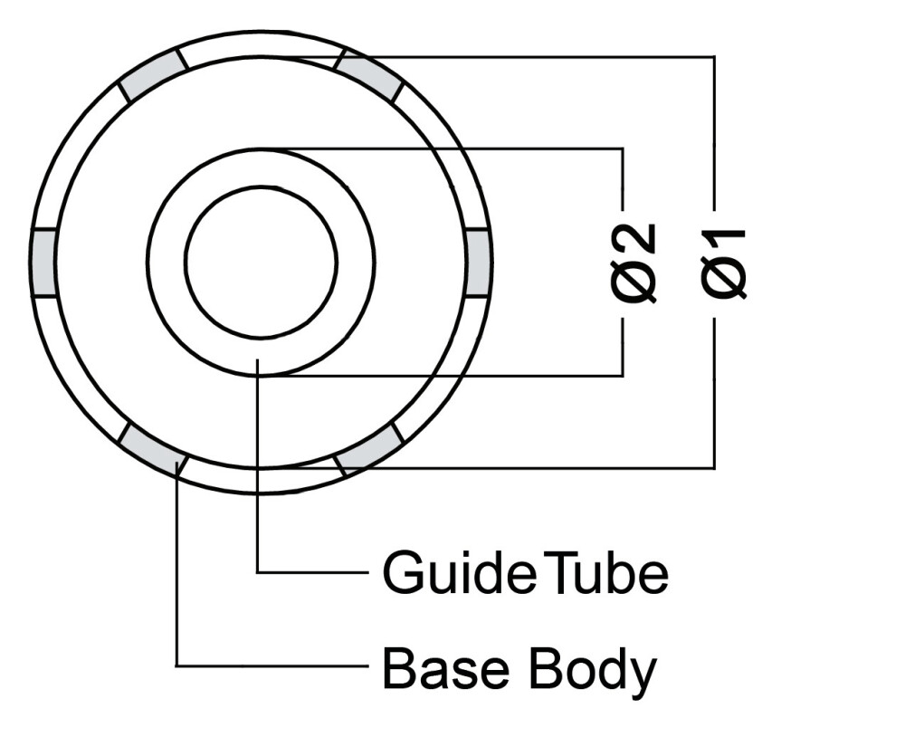 6-Pin Lock Nut Socket with Guide Tube, Ø 117mm