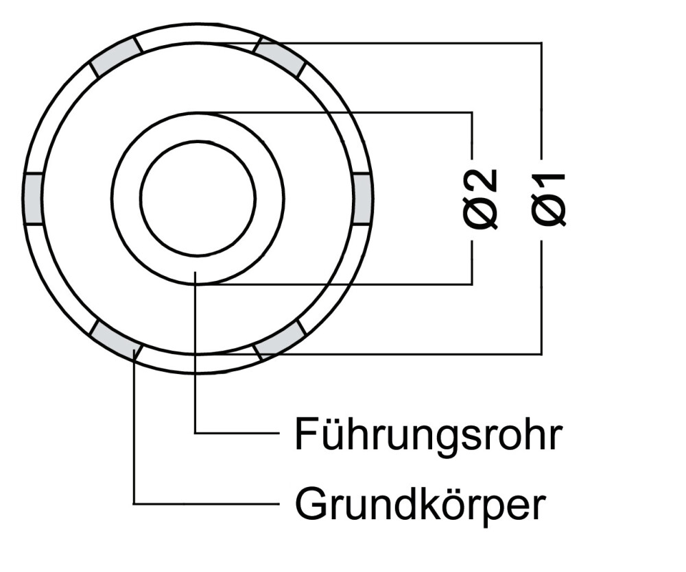 6-Pin Lock Nut Socket with Guide Tube, Ø 91mm