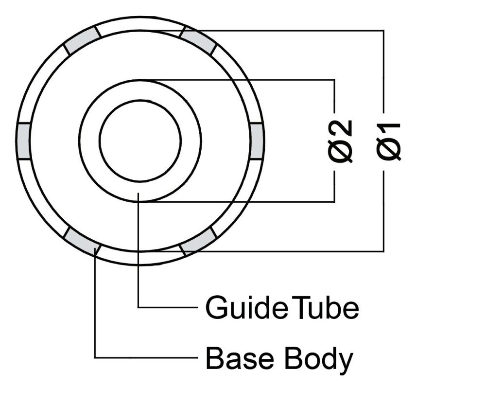 6-Pin Lock Nut Socket with Guide Tube, Ø 91mm