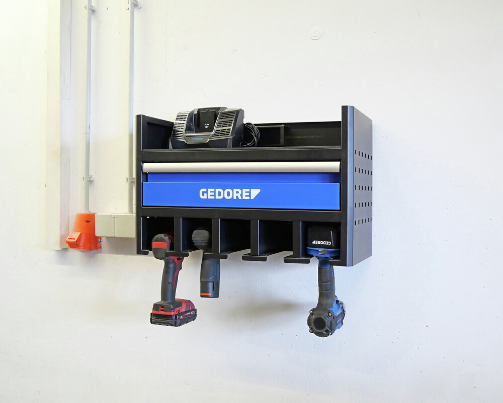 Wand-Organizer für Akkugeräte