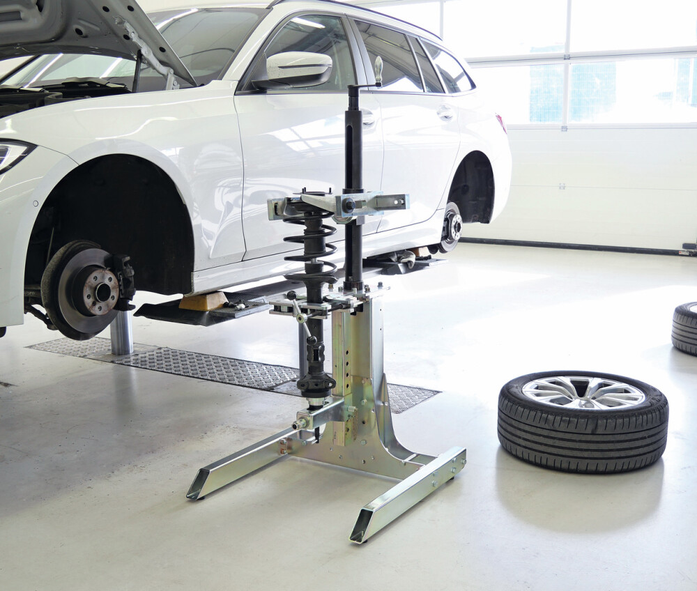 Spring Compressor with Mobile Work Stand