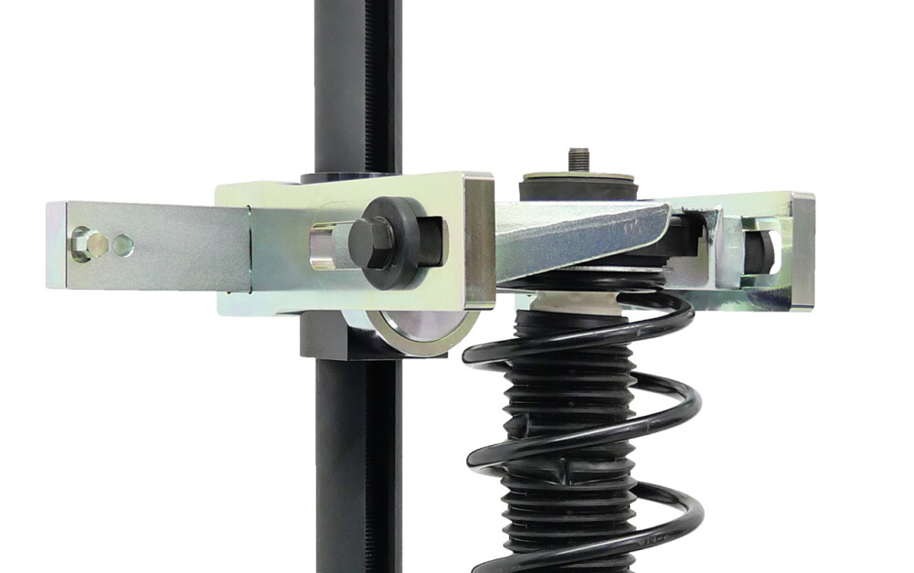 Spring compressor with mobile work stand