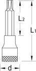 Screwdriver bit socket socket 1/2" long TX T60
